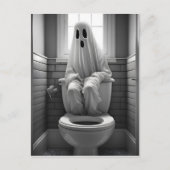 Der lustige Geist sitzt auf der Toilette Postkarte (Vorderseite)