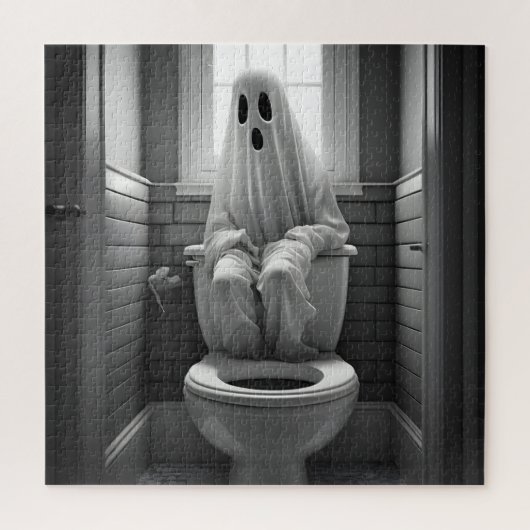 Der lustige Geist sitzt auf der Toilette Puzzle (Vertikal)