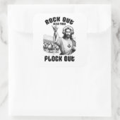 Der lustige Jesus Rock Out mit der Flock Out Quadratischer Aufkleber (Tasche)