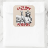 Der lustige Jesus Rock Out mit der Flock Out Quadratischer Aufkleber (Tasche)