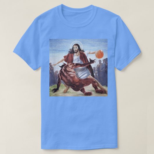 Der lustige Jesus überquert den Teufel Christliche T-Shirt (Design vorne)
