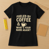 Der lustige Lehrer, angeregt durch Kaffee und was T-Shirt