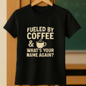 Der lustige Lehrer, angeregt durch Kaffee und was T-Shirt