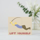 Der lustige Mann, der sich mit dem Angelpol hält Postkarte (Stehend Vorderseite)