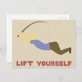 Der lustige Mann, der sich mit dem Angelpol hält Postkarte (Vorne/Hinten)