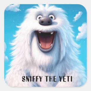 Der lustige Monster Hund schneit das Yeti Quadratischer Aufkleber