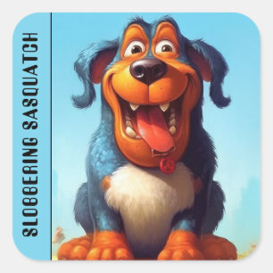 Der lustige Monster Hund: Slobbering Sasquatch Quadratischer Aufkleber