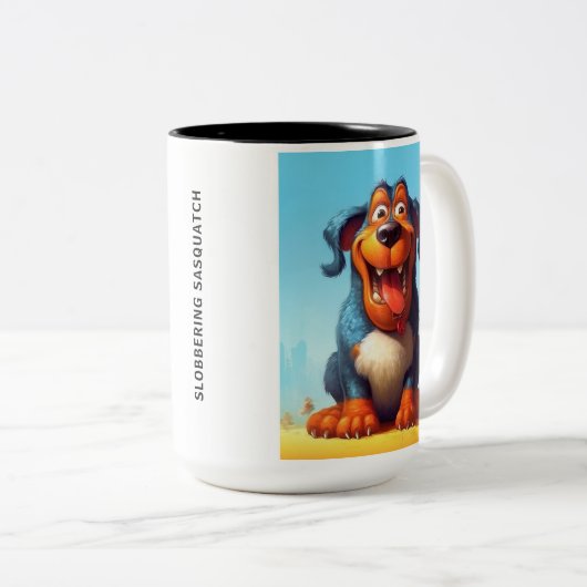 Der lustige Monster Hund: Slobbering Sasquatch Zweifarbige Tasse (VorderseiteRechts)