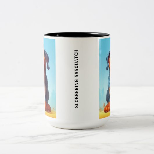 Der lustige Monster Hund: Slobbering Sasquatch Zweifarbige Tasse (Mittel)