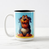 Der lustige Monster Hund: Slobbering Sasquatch Zweifarbige Tasse (Links)