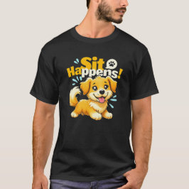 Der lustige Niedliche Hund "Sit Happens!" T-Shirt
