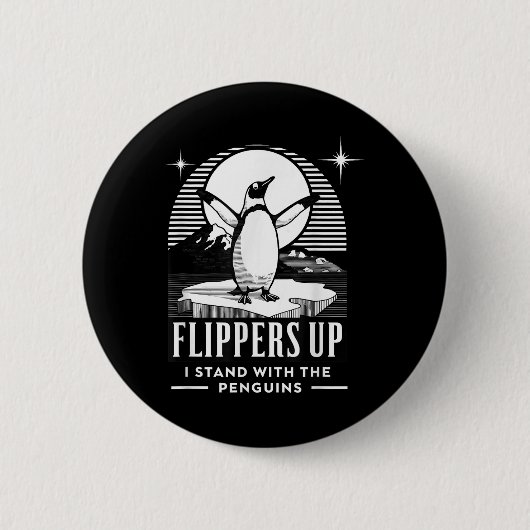 Der lustige Pinguin zieht mich hoch und steht mit Button (Vorderseite)