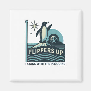 Der lustige Pinguin zieht mich hoch und steht mit Magnet