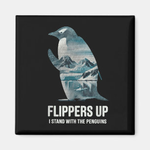 Der lustige Pinguin zieht mich hoch und steht mit Magnet