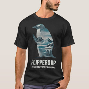 Der lustige Pinguin zieht mich hoch und steht mit  T-Shirt