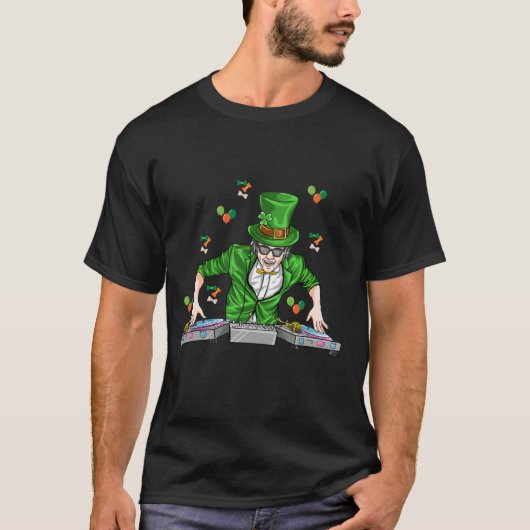 Der lustige St Patrick's Day Dj Music Man Green T-Shirt (Vorderseite)