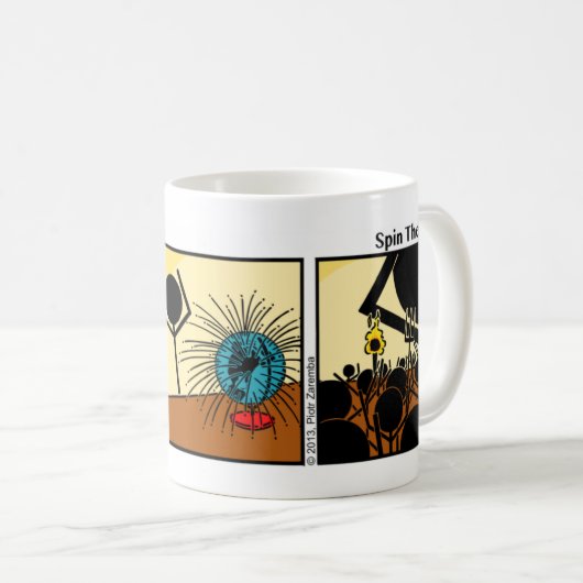 Der lustige Stickman Spin The Globe Tasse (VorderseiteRechts)