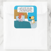 Der lustige und Niedliche Hund Will, in Ihren Raum Quadratischer Aufkleber (Tasche)