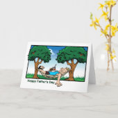 Der lustige Vater in der Hammock Cartoon Vathedart Karte (Gelbe Blume)