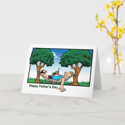Der lustige Vater in der Hammock Cartoon Vathedart Karte (Gelbe Blume)