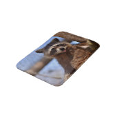 Der lustige Waschbär, der es haftet, ist Zunge Badematte (Schrägansicht)