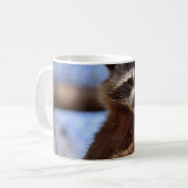 Der lustige Waschbär, der es haftet, ist Zunge Kaffeetasse (Vorderseite Links)