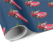 Der lustige Weihnachtsmann fährt eine Mini Geschenkpapier (Rolleneckpunkt)