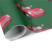 Der lustige Weihnachtsmann fährt eine Mini Geschenkpapier (Rolleneckpunkt)