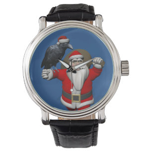 Der lustige Weihnachtsmann mit gemeinem Raven Armbanduhr