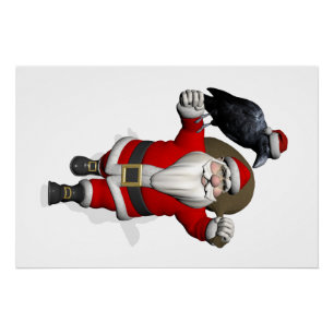 Der lustige Weihnachtsmann mit gemeinem Raven Poster