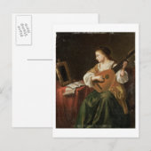 Der Lute Player (Öl auf der Tafel) Postkarte (Vorne/Hinten)