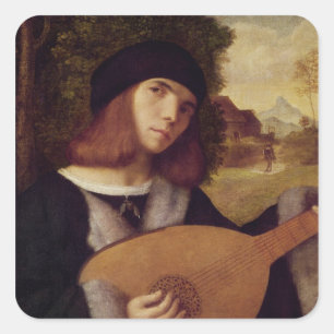 Der Lute Player Quadratischer Aufkleber