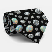 Der Luxusmann | schwarze Smoking-Diamant-Opal-Hals Krawatte (Gerollt)