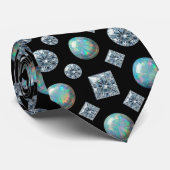 Der Luxusmann | Schwarze Smoking-Diamant-Opal-Kraw Krawatte (Gerollt)