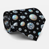 Der Luxusmann | Schwarze Smoking Diamant Opal Kraw Krawatte (Gerollt)