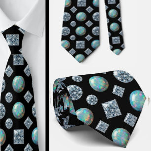Der Luxusmann Schwarze Smoking-Diamant-Opal-Kraw Krawatte