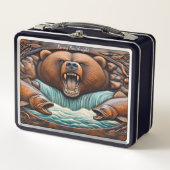 Der mächtige Bär, der mit dem Zorn des Flusses kol Metall Brotdose (Vorderseite)