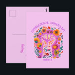 Der mächtige Internationale Frauentag Postkarte<br><div class="desc">Eine stilisierte Abbildung mit einer erhöhten Faust in der Mitte, die Stärke und Ermächtigung symbolisiert. Die Faust ist von einer Vielzahl von Blume umgeben, die jeweils verschiedene Aspekte von Weiblichkeit und Schönheit darstellen. Es besteht ein Gleichgewicht zwischen der Kühnheit der Faust und der heiklen Natur der Blume, die eine harmonische...</div>