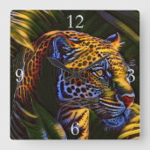 Der mächtige Jaguar - ein Dschungelräuber Quadratische Wanduhr (Vorderseite)
