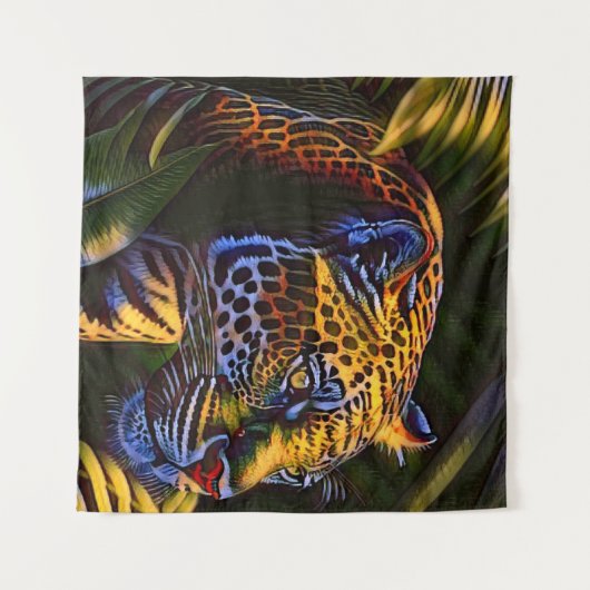 Der mächtige Jaguar - ein Dschungelräuber Wandteppich (Vorderseite (Horizontal))