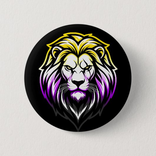 Der mächtige Löwe - Non-Binär 'Taktischer Schlag' Button (Vorderseite)