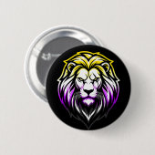 Der mächtige Löwe - Non-Binär 'Taktischer Schlag' Button (Vorne & Hinten)