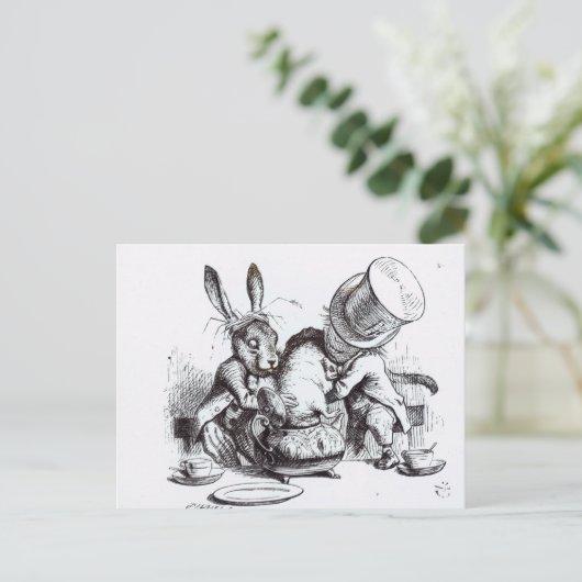 Der Mad Hatter und der März Hare Postkarte (Stehend Vorderseite)