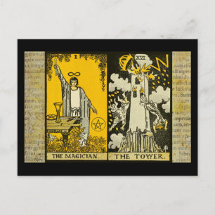 Der Magier und der Turm Tarot 2 Postkarte