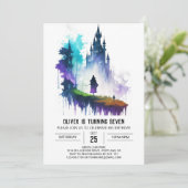 Der magische Geburtstag des Zauberers Einladung (Stehend Vorderseite)