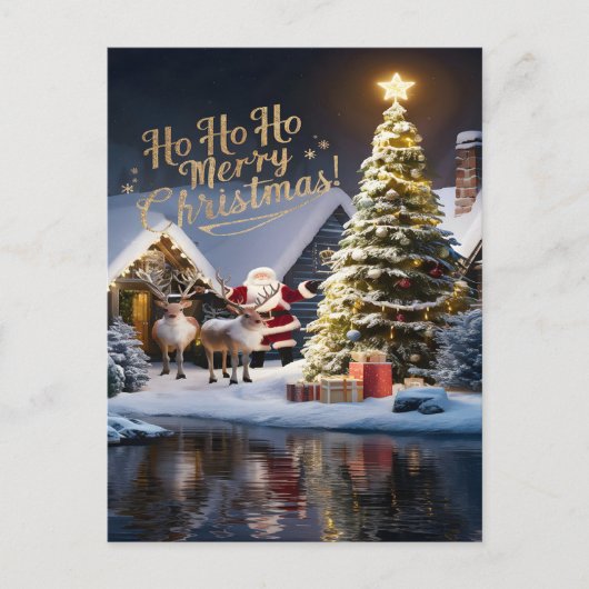 Der magische Rentierflug des Weihnachtsmanns Postkarte (Vorderseite)