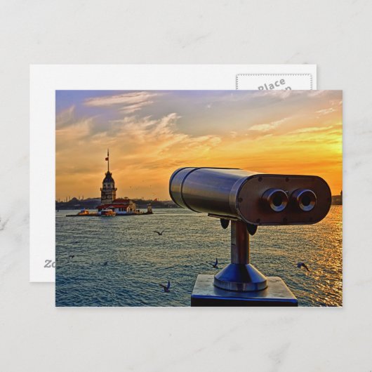 Der Maiden Tower in Istanbul, Türkei. Postkarte (Vorne/Hinten)