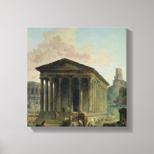 Der Maison Carree mit dem Amphitheatre Leinwanddruck