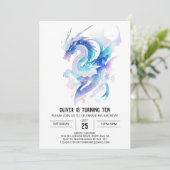 Der majestätische Geburtstag des mythischen Drache Einladung (Stehend Vorderseite)