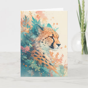 Der majestätische Gepard in Blüte Karte